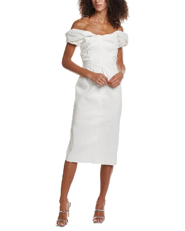 A.L.C. Nora Linen-Blend Midi Dress Stylish Satin Midi Dress