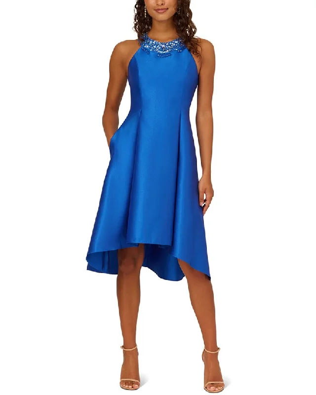 Adrianna Papell High-Low Solid Midi Dress Trendy Shift Midi Dress