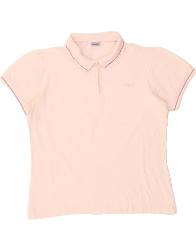 ASICS Womens Polo Shirt UK 18 XL Pink Cotton Elegant Draped Short Sleeve