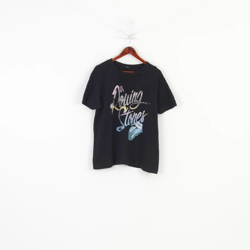 Atmosphere The Roling Stones Women 16 XL Shirt Black Cotton Rock Crew Neck Top Comfortable Fitted Short Sleeve Atmosphere The Roling Stones Women 16 XL Shirt Black Cotton Rock Crew Neck Top Comfortable Fitted Short Sleeve