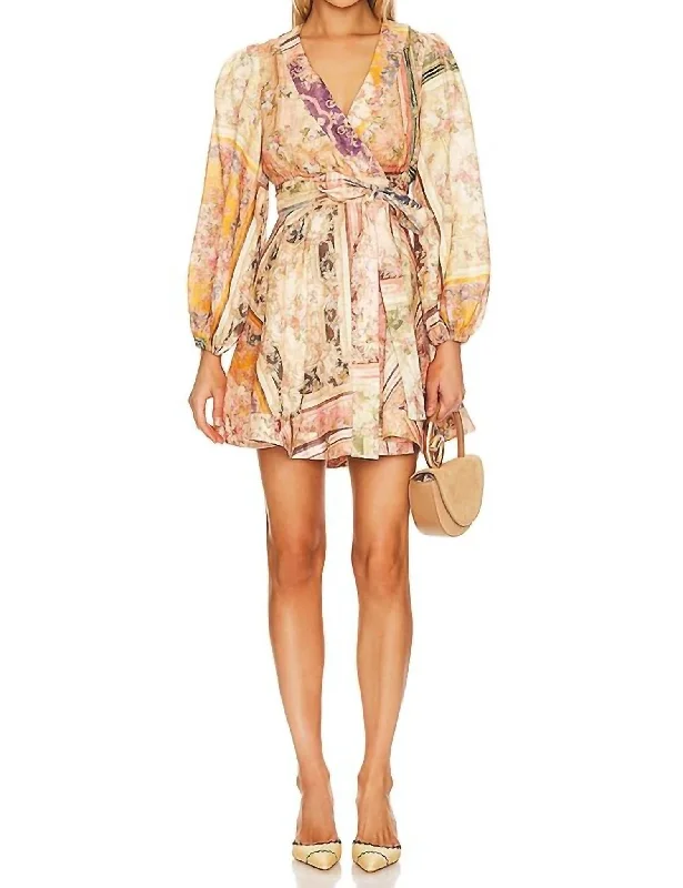 August Wrap Mini Dress In Floral  Patch Classic Solid Mini Dress
