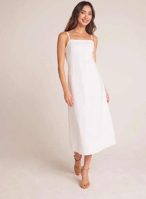 Fitted Cami Midi Dress - White Fashionable Skater Midi Dress