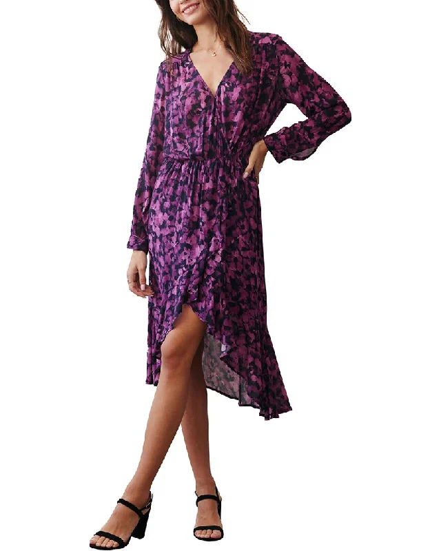 Bella Dahl V-Neck Cashmere Midi Dress Elegant Faux Wrap Midi Dress