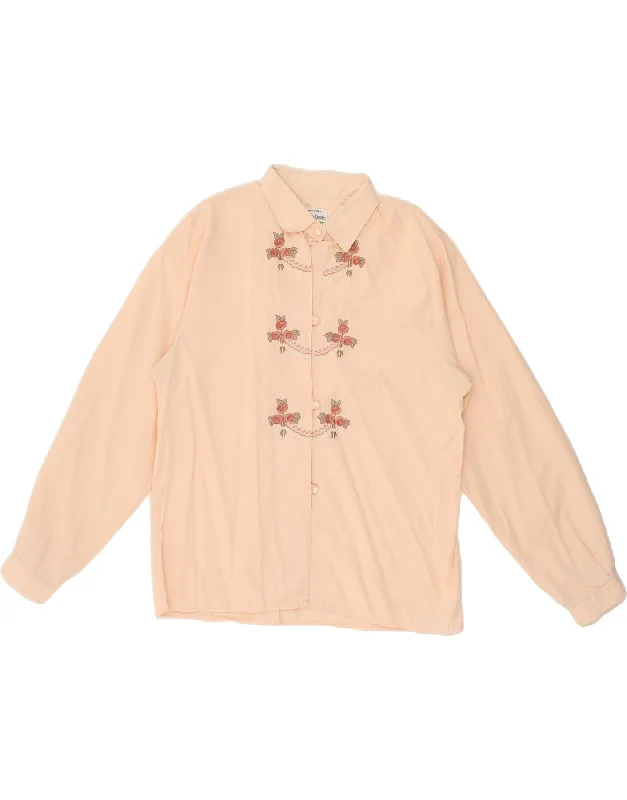 BENETTON Womens Shirt Blouse IT 44 Medium Pink Floral Relaxed Fit Short Blouse