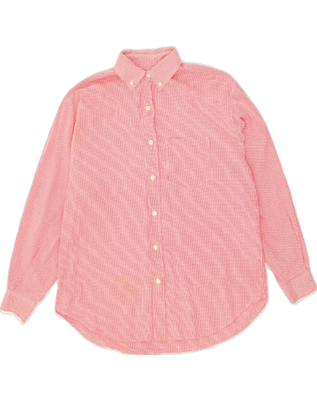 BENETTON Womens Shirt UK 20 2XL Red Gingham Cotton Chic Button-Up Short Shirt