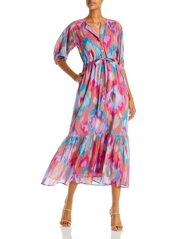 Betty Womens Cotton Printed Midi Dress Fashionable Wide Leg Midi Dress