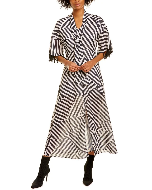 Beulah Tassel Midi Dress Elegant Lace Trim Midi Dress