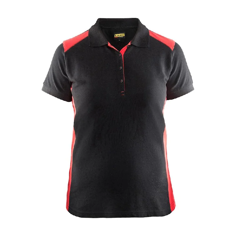 Blaklader 3390 Women's Polo Shirt Black/Red Soft Cotton Short Shirt