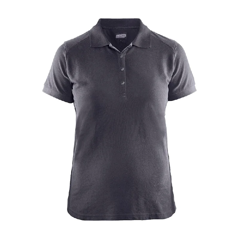 Blaklader 3390 Women's Polo Shirt Mid Grey Trendy Button-Front Short Sleeve