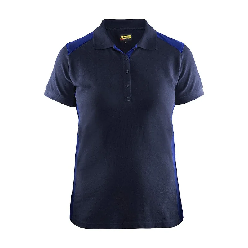 Blaklader 3390 Women's Polo Shirt Navy Blue/Cornflower blue Fashionable Draped Short Sleeve