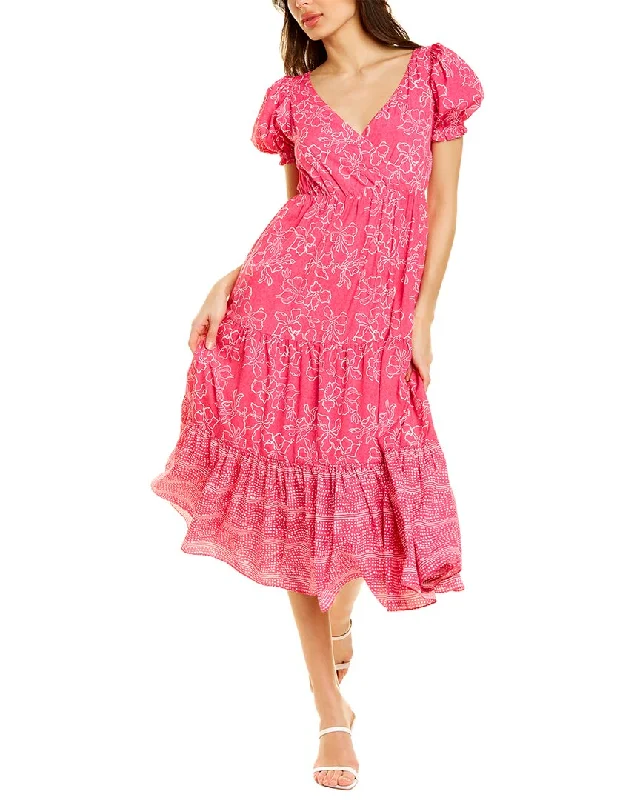 CELINA MOON SHORT SLEEVE MIDI DRESS Comfortable Knitwear Midi Dress