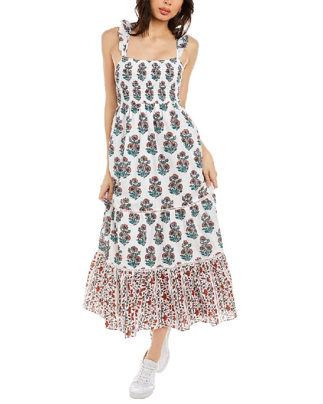 Celina Moon Smocked Midi Dress Elegant Satin Midi Dress