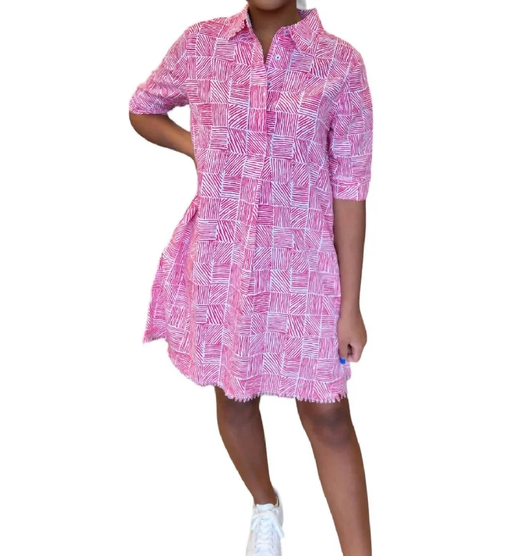 Chatham Mini Dress In Fuschia Criss Cross Elegant Satin Lace Mini Dress
