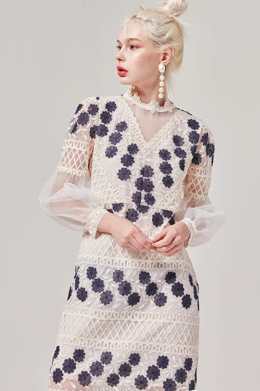 Embroidered Mini Dress Stylish Short-Sleeve Mini Dress