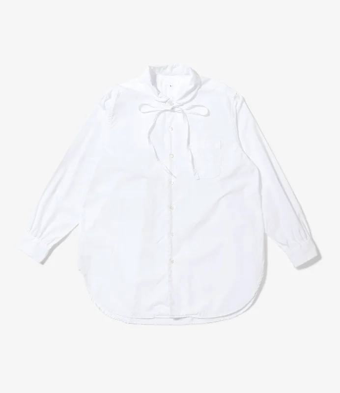 Engineered Garments Rounded Collar White Shirt Relaxed Fit Short Blouse