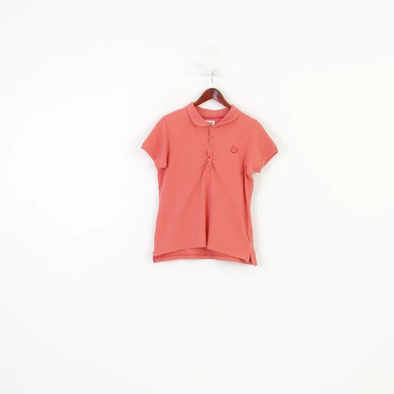 Etirel Women L Polo Shirt Cotton Short Sleeve Orange Summer Bottoms Vintage Sportswear Top Trendy Print Short Sleeve Etirel Women L Polo Shirt Cotton Short Sleeve Orange Summer Bottoms Vintage Sportswear Top Trendy Print Short Sleeve