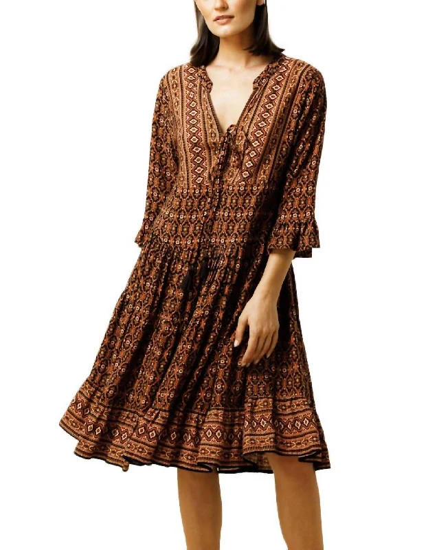 Evie Midi Dress In Copper Comfortable Casual Midi Dress