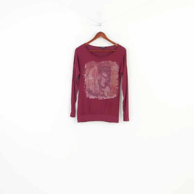 F De La Passion Women S Shirt Long Sleeve Maroon Purple Elastic Crew Neck Graphic Top Cozy Summer Short Shirt F De La Passion Women S Shirt Long Sleeve Maroon Purple Elastic Crew Neck Graphic Top Cozy Summer Short Shirt