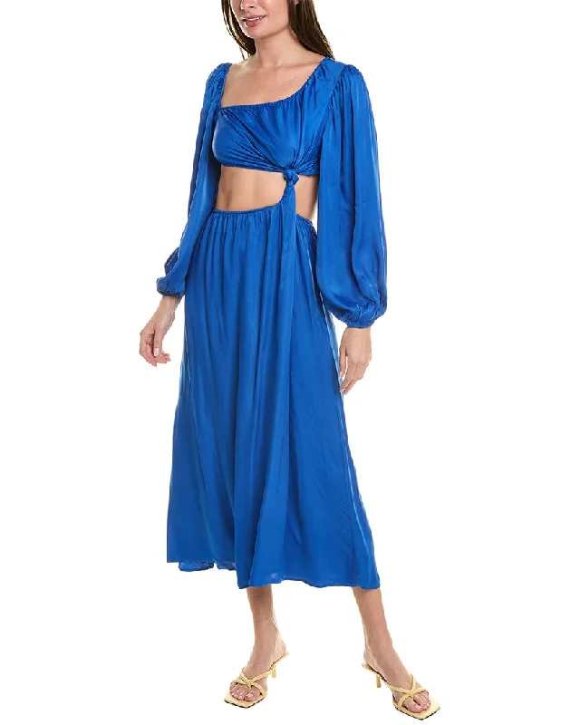 FARM Rio Satin Midi Dress Chic Lace Detail Midi Dress