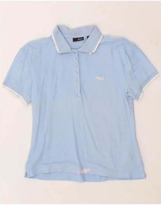 FILA Womens Polo Shirt UK 18 XL Blue Cotton Comfortable Loose Short Sleeve