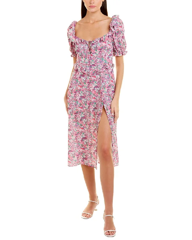 For Love and Lemons Katarina Midi Dress Fashionable High-Low Midi Dress