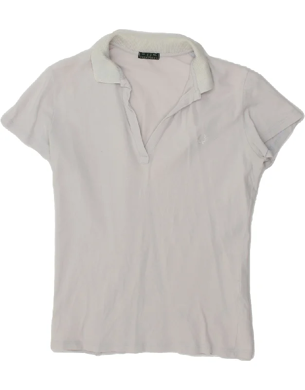 FRED PERRY Womens Polo Shirt UK 18 XL Grey Cotton Relaxed Fit Short Blouse