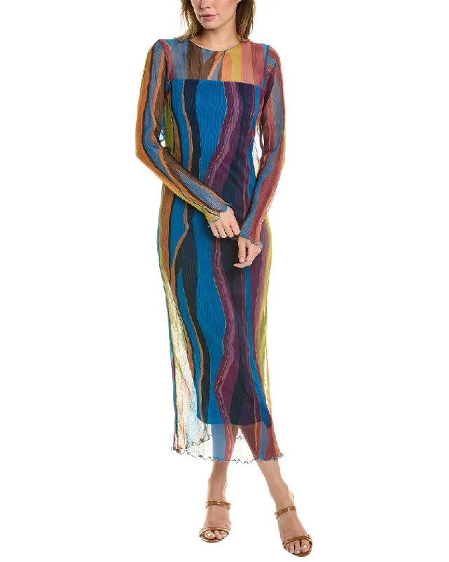 French Connection Saskia Eydie Ruched Midi Dress Stylish Pleated Skirt Midi Dress