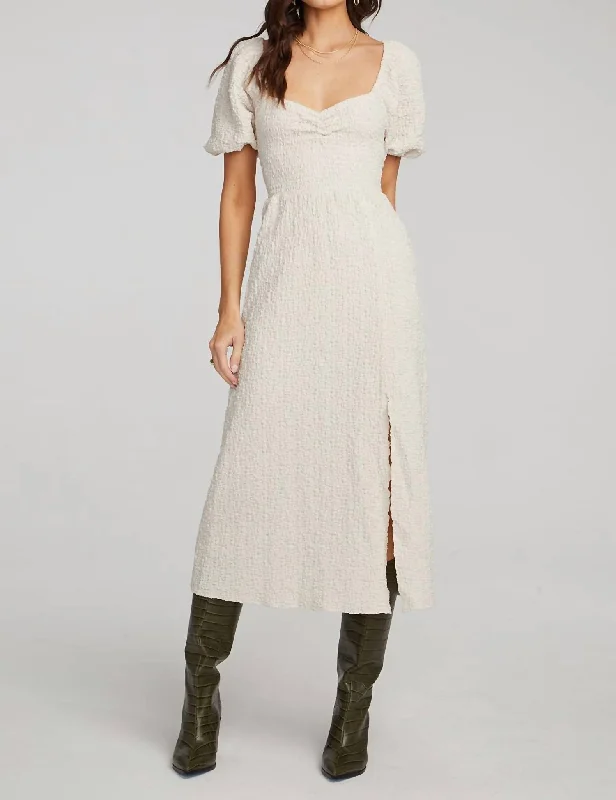 Fullmer Midi Dress In Sandstone Comfortable Wrap Midi Dress