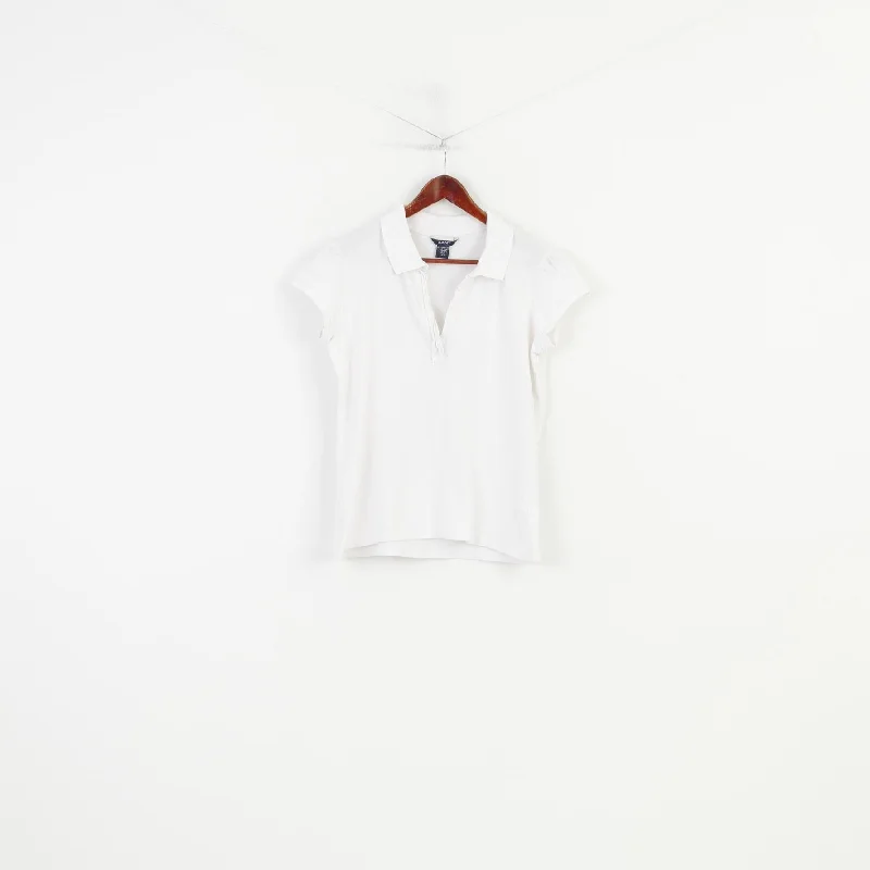 Gant Women XXL L Polo Shirt White V Neck Short Sleeve Cotton Elastane Vintage Top Trendy Floral Print Tee Gant Women XXL L Polo Shirt White V Neck Short Sleeve Cotton Elastane Vintage Top Trendy Floral Print Tee