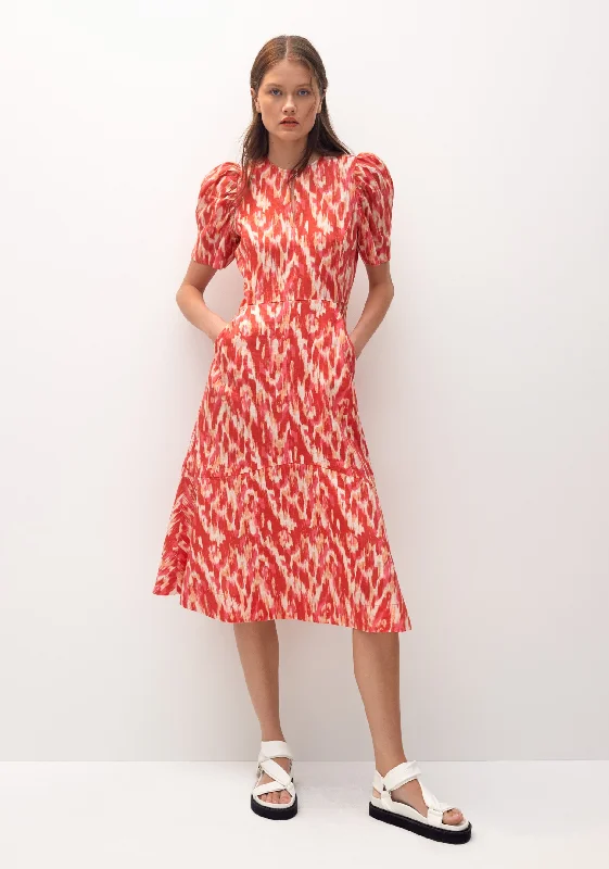 Georgia Linen Midi Dress_Print Stylish Color Block Midi Dress