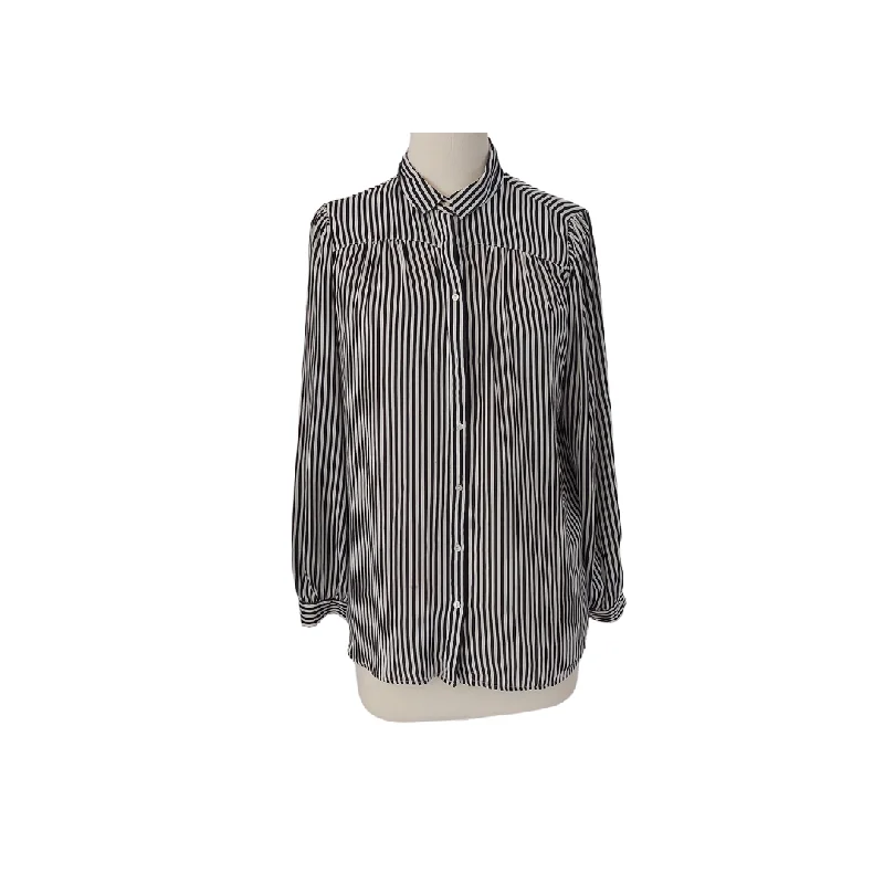 H&M Black & White Striped Button Down Shirt | Pre Loved | Cozy Summer Short Shirt
