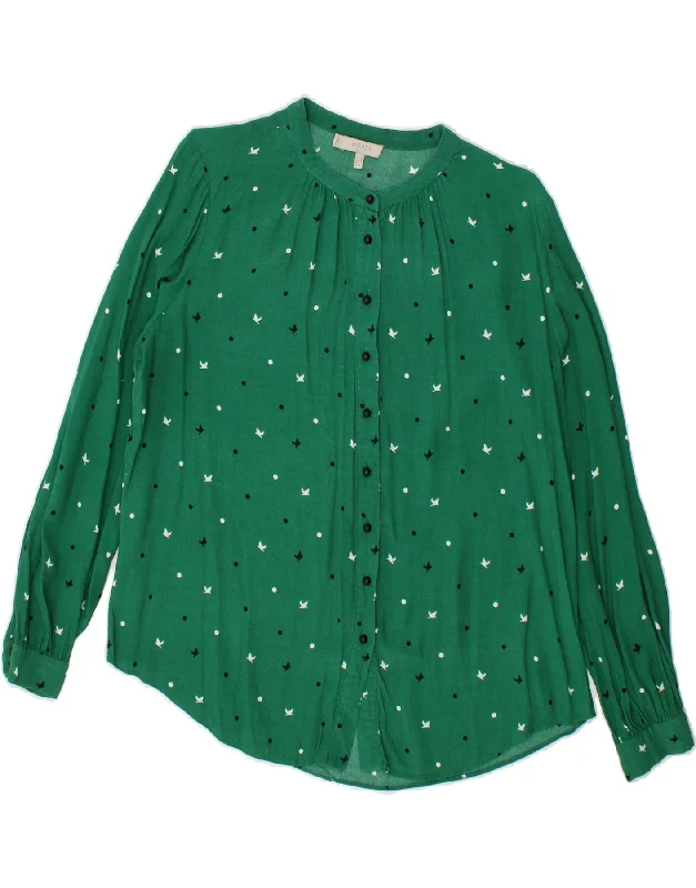 HOBBS Womens Shirt Blouse UK 12 Medium Green Spotted Viscose Fashionable Tied Short Sleeve HOBBS Womens Shirt Blouse UK 12 Medium Green Spotted Viscose Fashionable Tied Short Sleeve