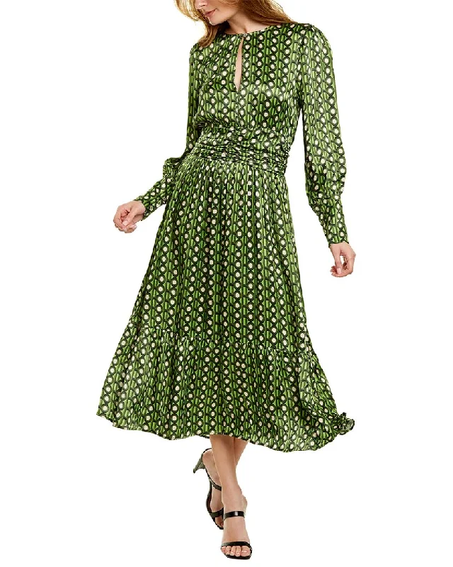 HOST&VAR Loose Fit Midi Dress Trendy Off-Shoulder Ruffle Midi Dress
