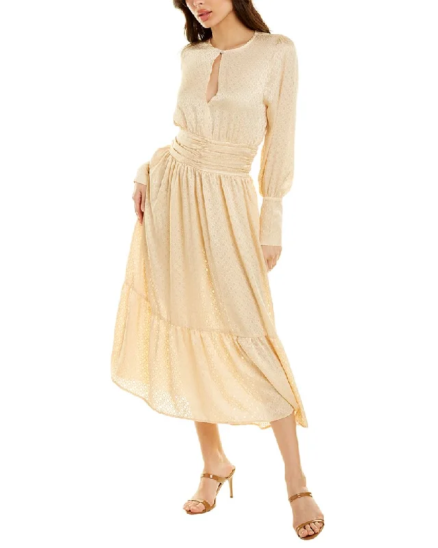 HOST&VAR Loose Fit Midi Dress Elegant Puff Sleeve Midi Dress