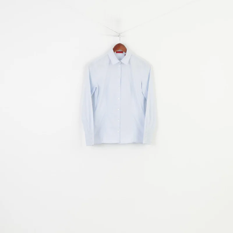 Hugo boss Woman 34 XS Casual Shirt Blue Small Dots Long Sleeve Collar Cotton Classic Top Trendy Floral Print Tee Hugo boss Woman 34 XS Casual Shirt Blue Small Dots Long Sleeve Collar Cotton Classic Top Trendy Floral Print Tee