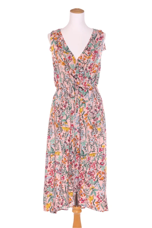 ISLA-MAREE - Floral print midi dress! 16-19 Trendy Off-Shoulder Button Midi Dress