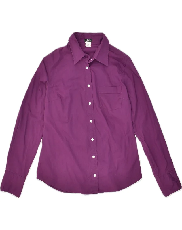 J. CREW Womens Shirt UK 10 Small Purple Cotton Soft Silk Short Sleeve