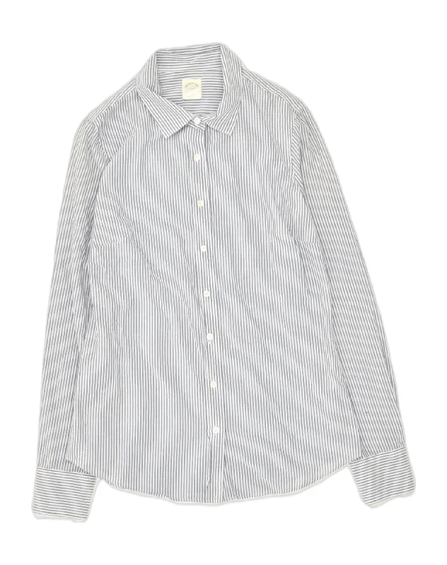 J. CREW Womens Shirt US 0 XS Grey Pinstripe Cotton Trendy Floral Print Tee