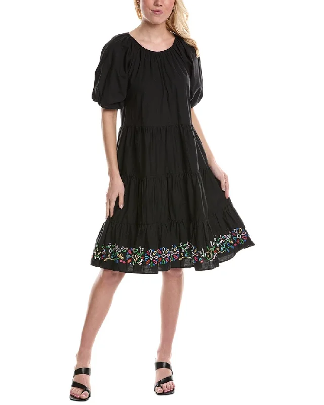 Johnny Was Amanza Eyelet Mini Dress Cozy A-Line Mini Dress