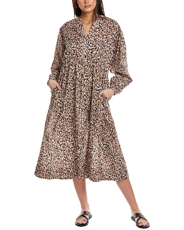 Johnny Was Relaxed Henley Midi Dress Fashionable Plaid Midi Dress