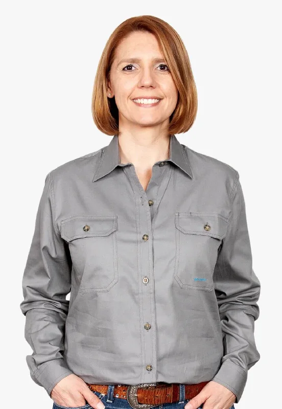 Just Country Womens Brooke Work Shirt JC50502 Stylish Split-Hem Short Shirt