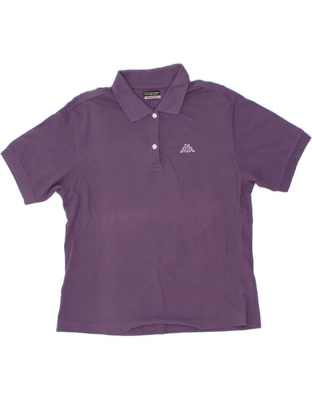 KAPPA Womens Polo Shirt UK 20 2XL Purple Cotton Relaxed Cotton Short Blouse