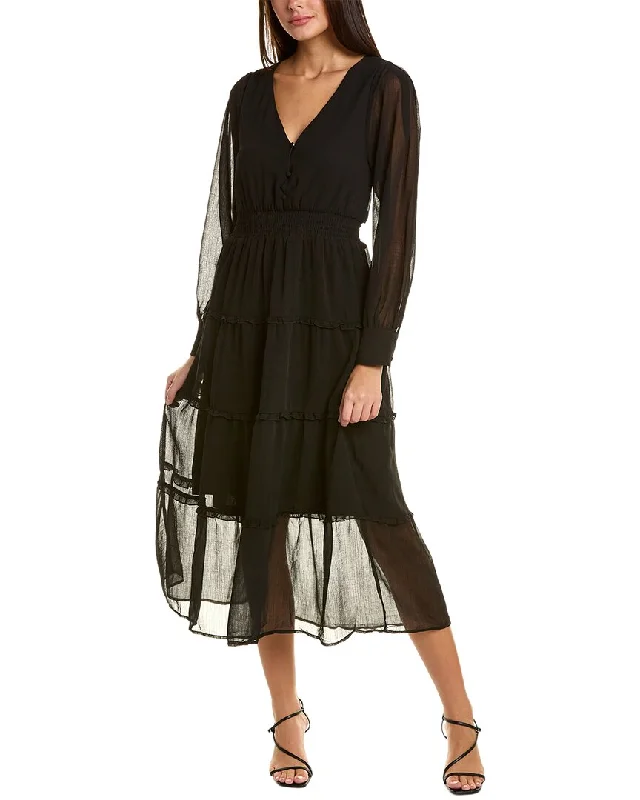 KOKO + MASON Tiered Midi Dress Comfortable Stretch Midi Dress