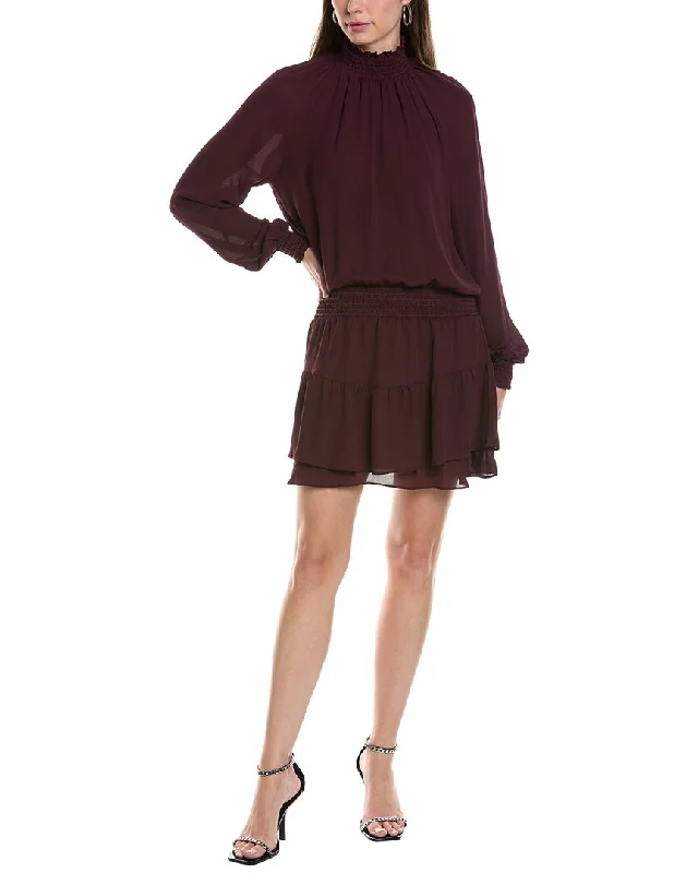 Krisa Turtleneck Ruffle Skirt Mini Dress Comfortable Wrap Mini Dress