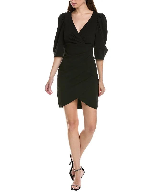 Krisa Wrap Puff Sleeve Mini Dress Fashionable Denim Mini Dress