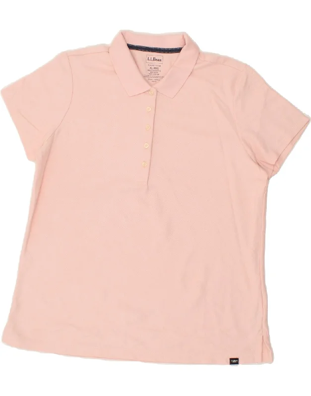 L.L.BEAN Womens Polo Shirt  UK 18 XL Pink Cotton Relaxed Fit Short Blouse