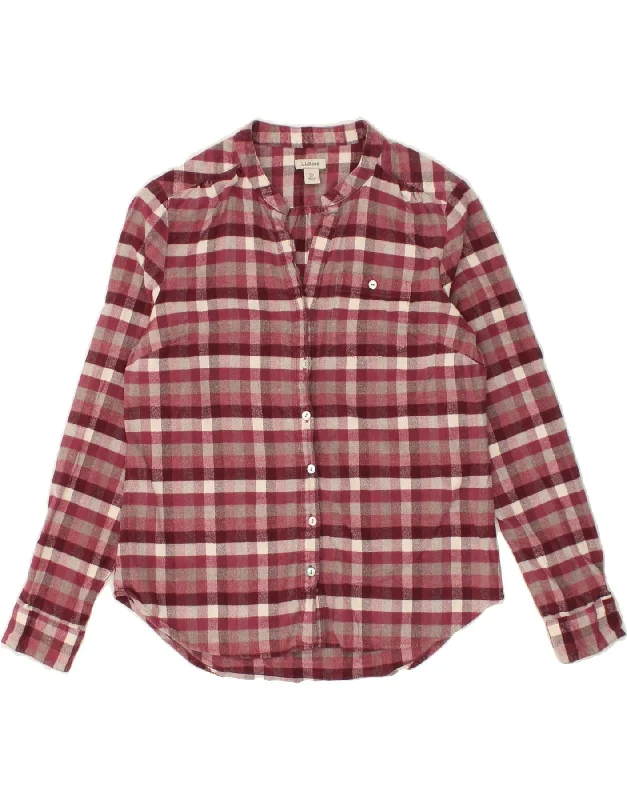 L.L.BEAN Womens Shirt Blouse UK 6 XS Maroon Check Cotton Comfortable Stretch Short Shirt L.L.BEAN Womens Shirt Blouse UK 6 XS Maroon Check Cotton Comfortable Stretch Short Shirt