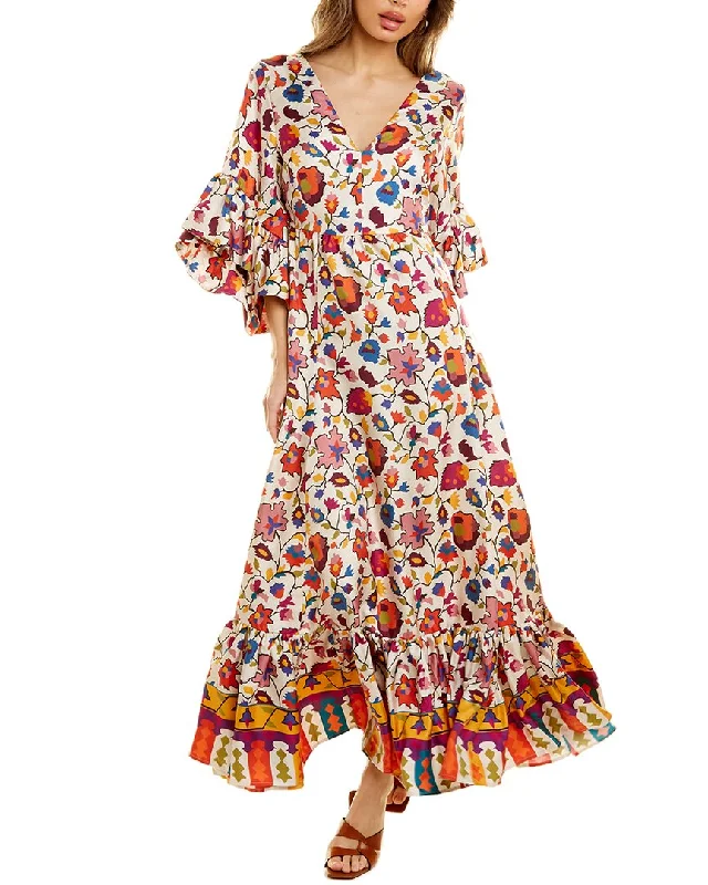 La DoubleJ Bella Silk Midi Dress Trendy Square Neck Midi Dress