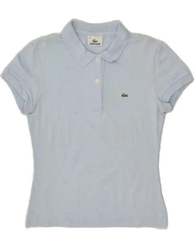 LACOSTE Womens Polo Shirt Size 36 Small Blue Cotton Cozy Summer Short Shirt