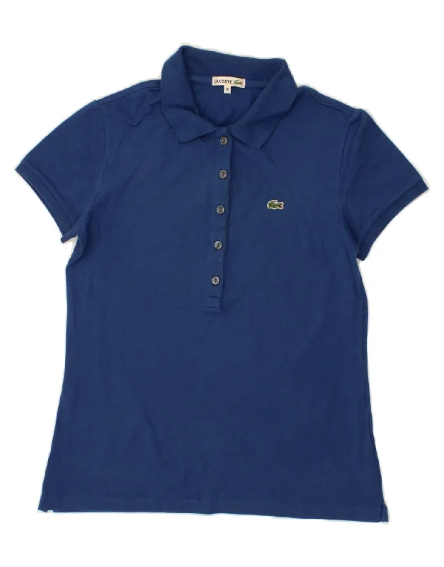 LACOSTE Womens Polo Shirt Size 38 Medium Blue Cotton Comfortable Short Sleeve Tee